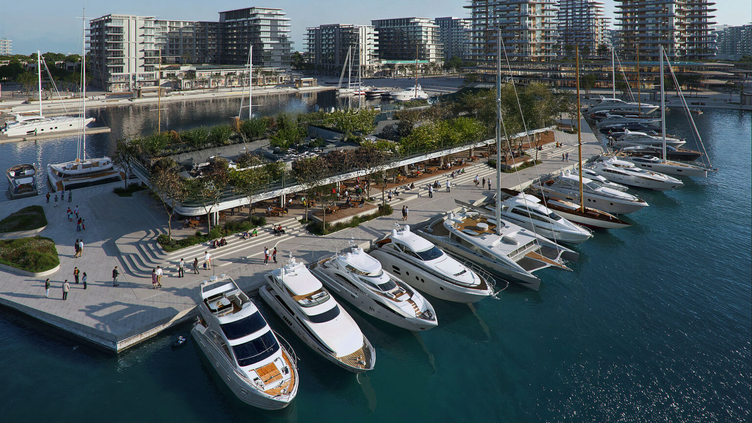 Gonio Yachts & Marina · Eagle Hills architectural render, not a completed marina